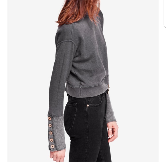 Free People Button Cuff Sweatshirt - Picture 3 of 7